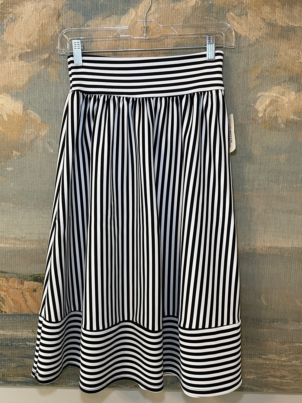 Black & White Striped Midi Skirt